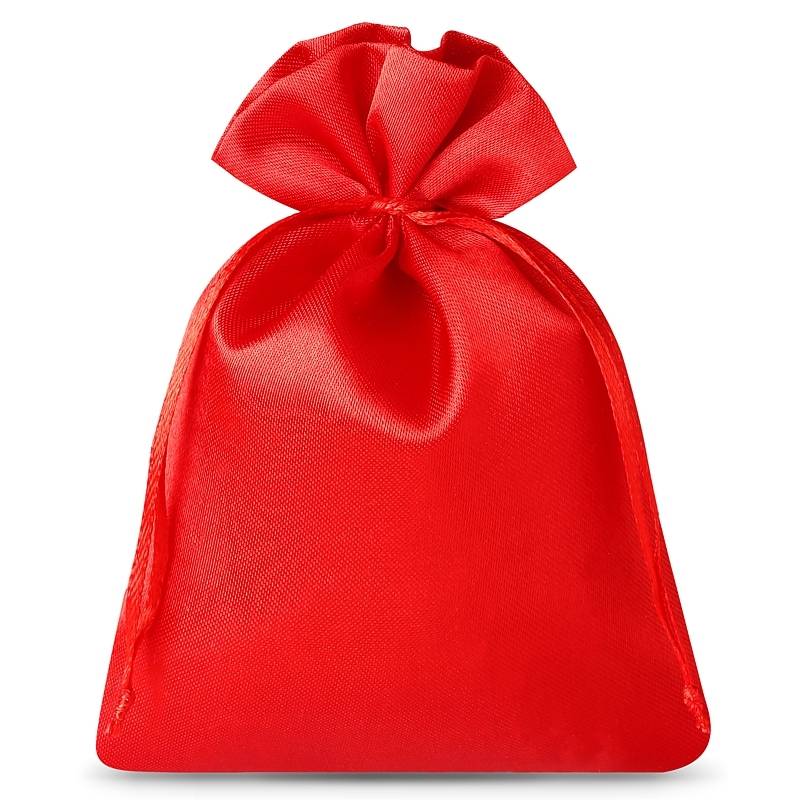 10 pièces Sacs de satin 6 x 8 cm - rouge