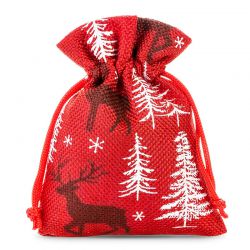 Sacs de jute 10 x 13 cm - rouge / renne Sac de Noël