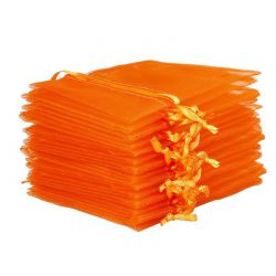 Sacs en organza 7 x 9 cm - orange Saint Valentin
