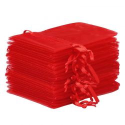 Sacs en organza 6 x 8 cm - rouge Saint-Valentin