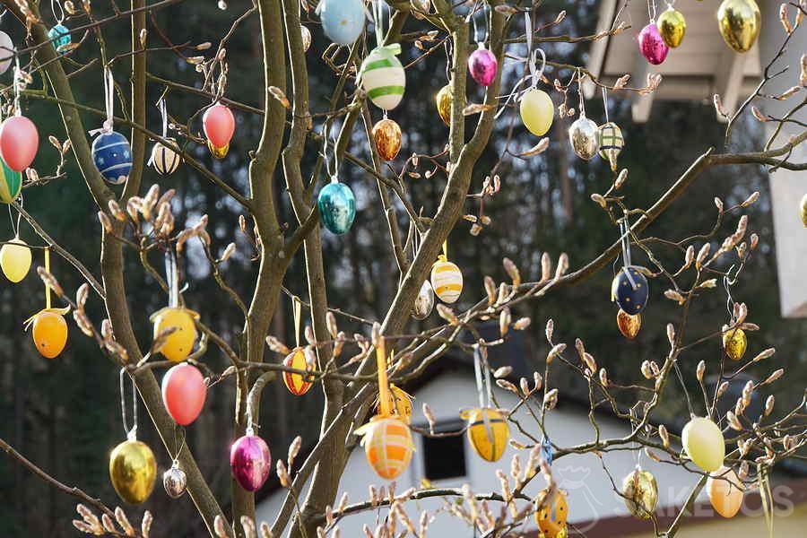 Oeufs de Pâques décoratifs sur un arbre - décorations de Pâques à faire soi-même