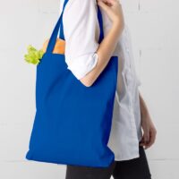 Sac en coton 38 x 42 cm avec des anses longues - bleu Sacs de courses avec lanières