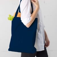 Sac en coton 38 x 42 cm avec des anses longues - bleu marin Sacs de courses avec lanières