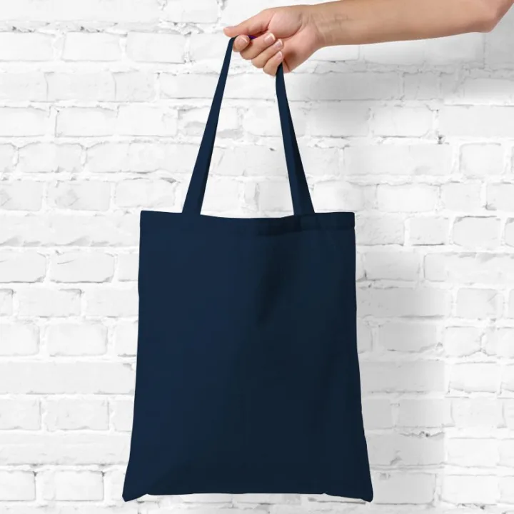 Sac en coton 38 x 42 cm avec des anses longues - bleu marin Sacs bleu
