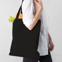 Sac en coton 38 x 42 cm avec des anses longues - noir Sachets noirs