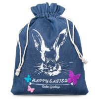 Sac en jean 26 x 35 cm avec impression-lapin/2 Saint Valentin