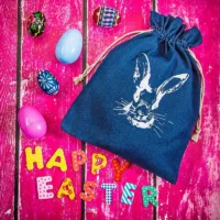 Sac en jean 26 x 35 cm avec impression-lapin Sac avec impression
