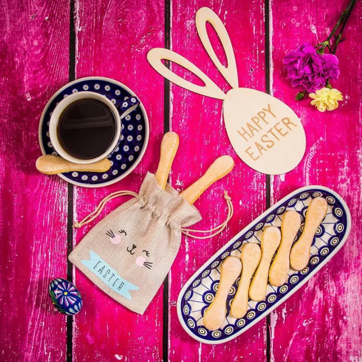 Sachet en jute 13 x 18 cm- œuf de Pâques en bois avec oreilles Sac de jute