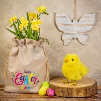 Sachet en jute 30 x 40 cm avec impression - happy Sacs d'occasion