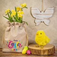 Sachet en jute 30 x 40 cm avec impression - happy Sacs d'occasion