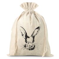 Sachet en lin imité 26 x 35 cm avec impression- lapin Sacs d'occasion