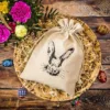 Sachet en lin imité 26 x 35 cm avec impression- lapin Sac de lin
