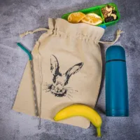 Sachet en lin imité 26 x 35 cm avec impression- lapin Tous les produits