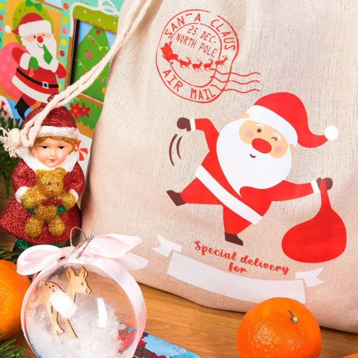 Sac en lin 30 x 40 cm avec impression - Père Noël Tous les produits