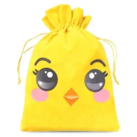 Sachet en velours 26 x 35 cm avec impression - poussin Saint Valentin