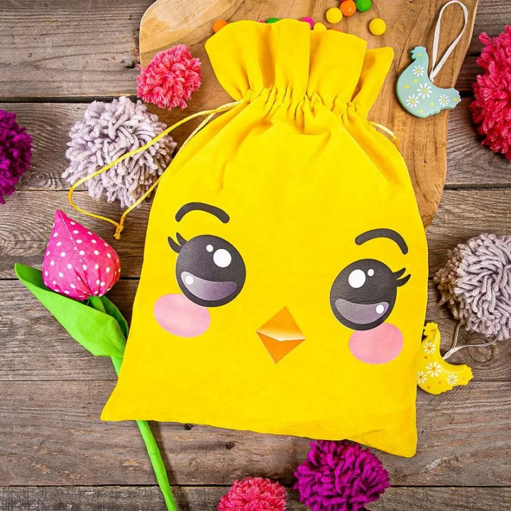 Sachet en velours 26 x 35 cm avec impression - poussin Tous les produits