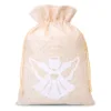 Sacs en jute 22 x 30 cm – ange blanc Sac de Noël