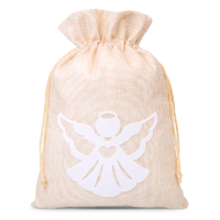 Sacs en jute 22 x 30 cm – ange blanc Sac de Noël