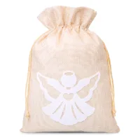 Sacs en jute 22 x 30 cm – ange blanc Sac de Noël