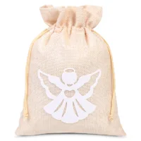 Sacs en jute 26 x 35 cm- ange blanc Sac de Noël