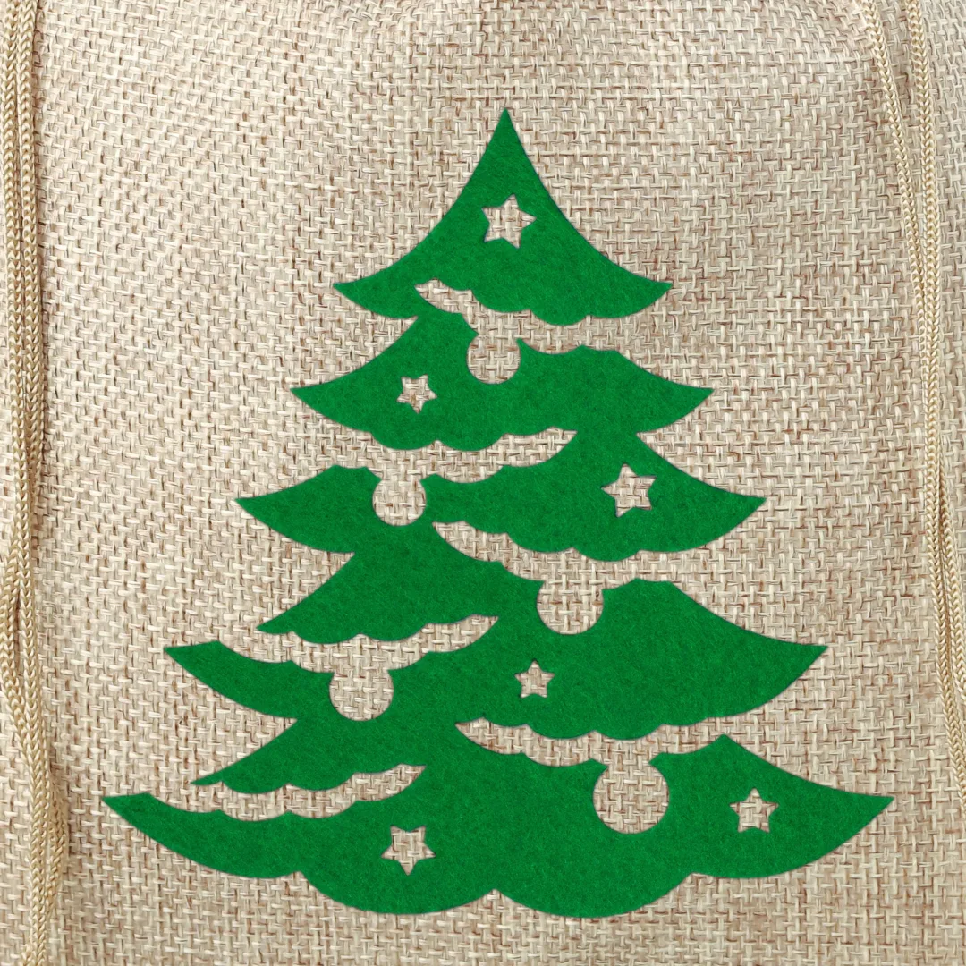 Sac de jute 26 x 35 cm - arbre de Noël Sac avec impression