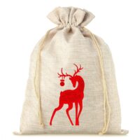 Sac de jute 26 x 35 cm - Noël - le cerf Sac de Noël