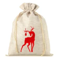 Sac de jute 26 x 35 cm - Noël - le cerf Sac de Noël
