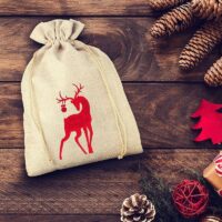 Sac de jute 26 x 35 cm - Noël - le cerf Sacs d'occasion