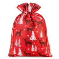 Sac de jute 26 x 35 cm - rouge / renne Sac de Noël