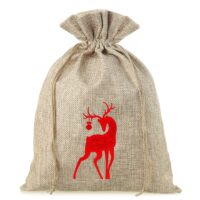 Sac de jute 30 x 40 cm - Noël - le cerf Sac de Noël