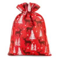 Sac de jute 30 x 40 cm -  rouge / renne Sac de Noël