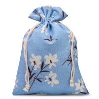 Sac en lin imité 30 x 40 cm avec l'impression - naturel / fleurs bleues Sacs bleu