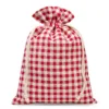 Sac en lin imité 22 x 30 cm avec l'impression - naturel / treillis rouge Sacs rouges