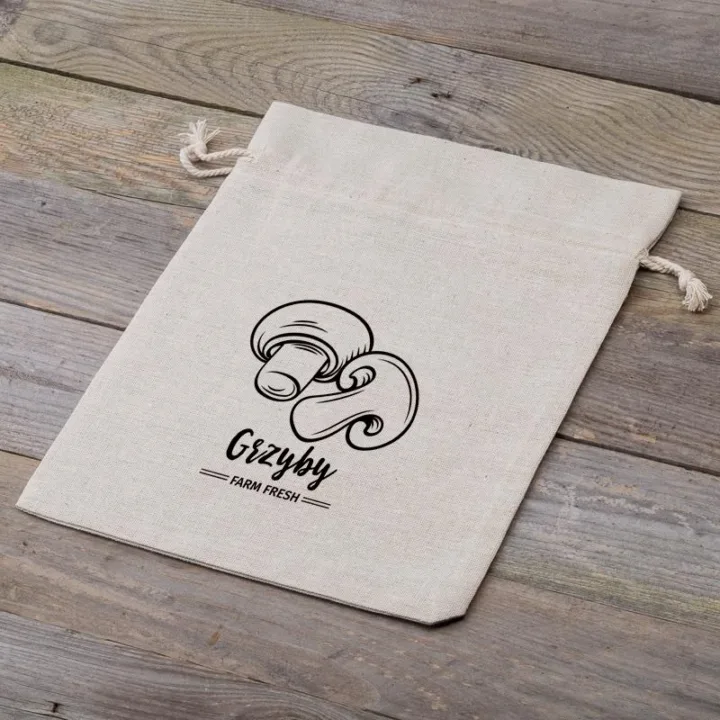 Sac en lin imité 22 x 30 cm avec l'impression - pour champignons Grands sacs