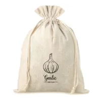 Sac en lin imité 22 x 30 cm avec l'impression - pour l'ail (EN) Grands sacs 22x30 cm
