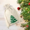 Sac en lin imité 26 x 35 cm avec l'impression - arbre de Noël Sac avec impression