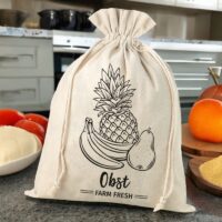 Sac en lin imité 30 x 40 cm avec l'impression - fruit (DE) Sacs en lin