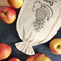 Sac en lin imité 30 x 40 cm avec l'impression - fruit (PL) Zero waste