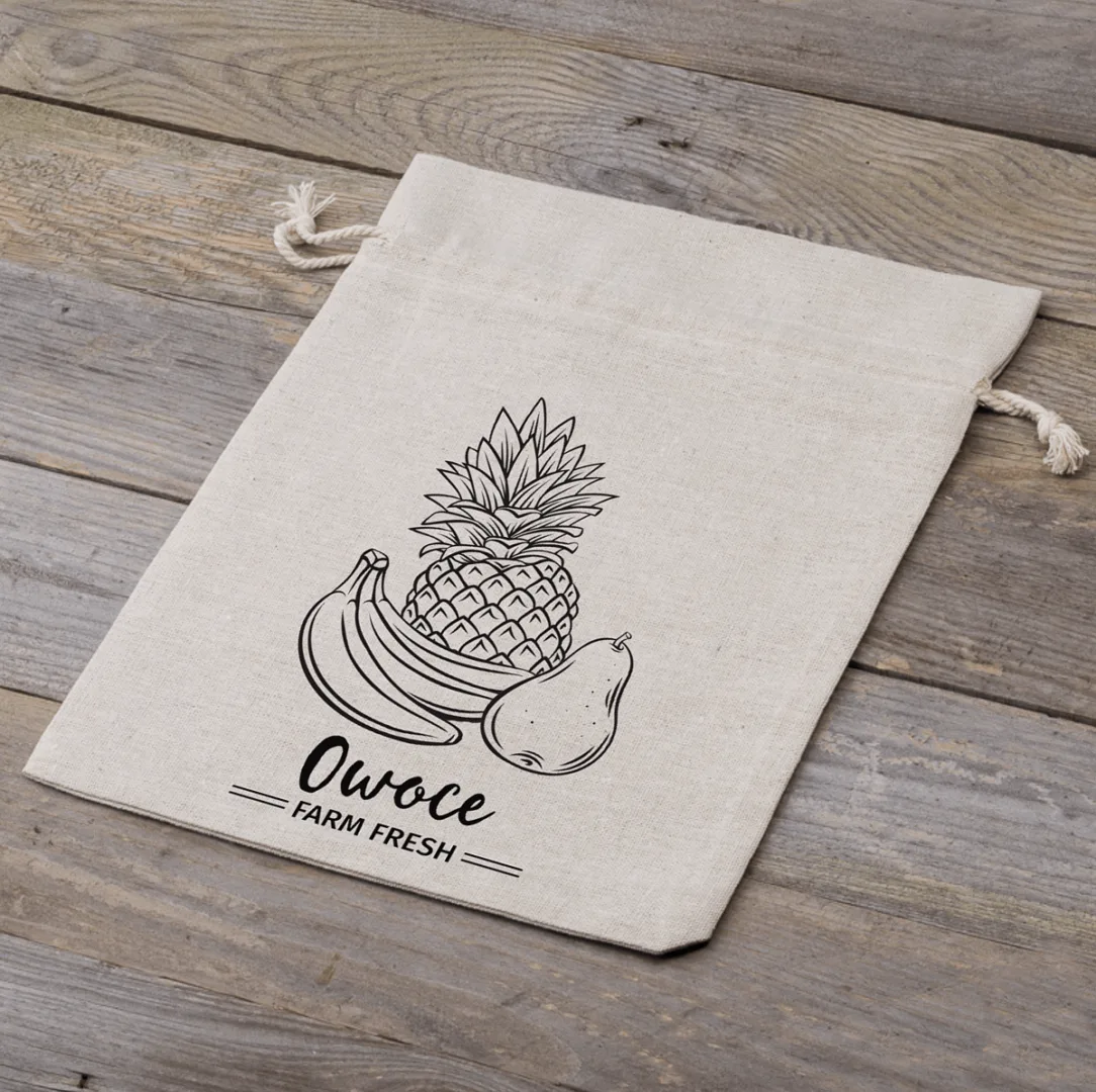 Sac en lin imité 30 x 40 cm avec l'impression - fruit (PL) Grands sacs 30x40 cm