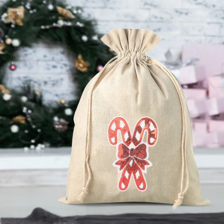 Sac en lin imité 30 x 40 cm avec l'impression - la sucette Sac avec impression