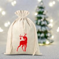 Sac en lin imité 30 x 40 cm avec l'impression - le cerf Sacs d'occasion