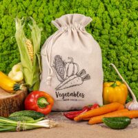 Sac en lin imité 30 x 40 cm avec l'impression - pour les légumes (EN) Zero waste