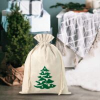 Sac en lin imité 30 x 40 cm - Noël Sacs naturels clair