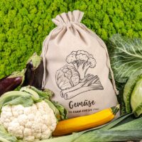 Sac en lin imité 35 x 50 cm avec l'impression - pour les légumes (DE) Courses et stockage dans la cuisine