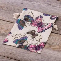 Sachet en lin imité 15 x 20 cm avec l'impression - naturel / papillon Pour enfants