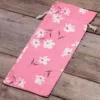 Sachet en lin imité 16 x 37 cm avec l'impression - naturel / fleurs roses En voyage