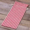 Sachet en lin imité 16 x 37 cm avec l'impression - naturel / treillis rouge Pour enfants