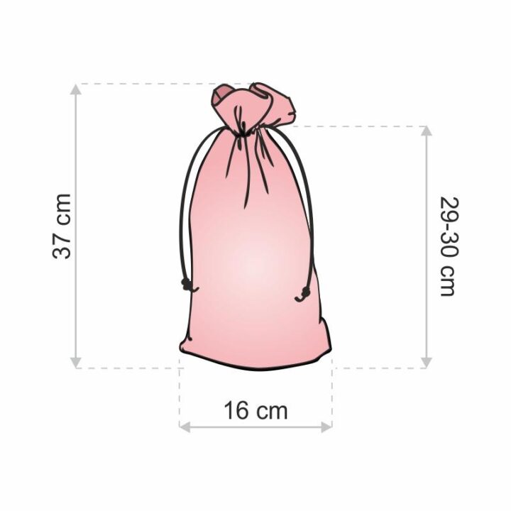 Sachet en lin imité 16 x 37 cm avec l'impression - naturel / treillis rouge Moyens sachets