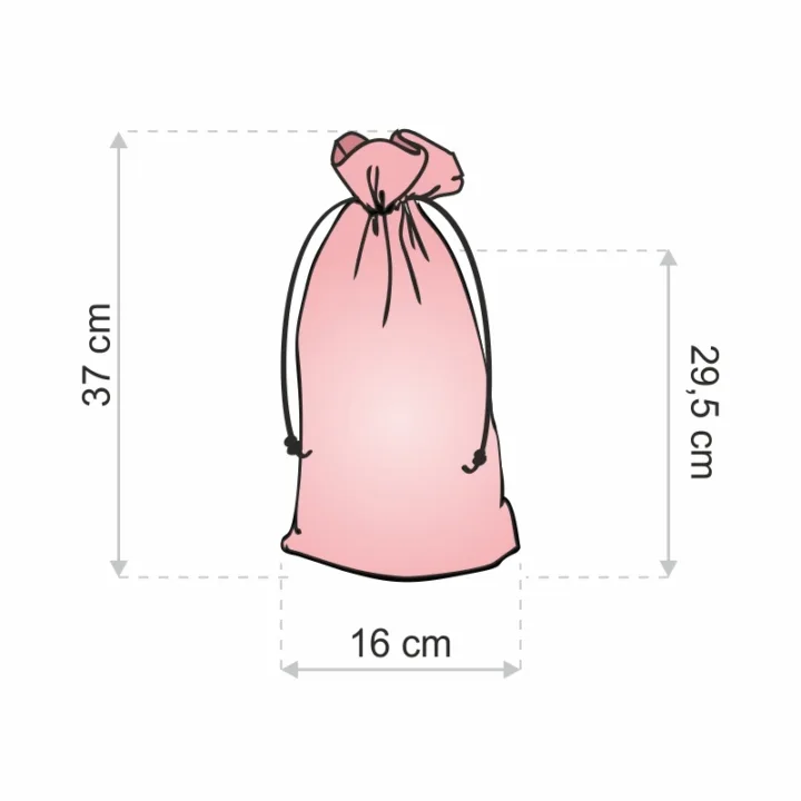 Sachet en lin imité 16 x 37 cm avec l'impression - naturelle / roses Sac de lin
