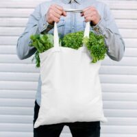 Sac en coton 38 x 42 cm avec des anses longues - blanc Jardin et plantes d’inérieur